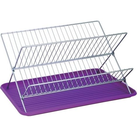 Egouttoir à vaisselle pliant avec plateau en Acier Chromé Violet MSV (1/5)