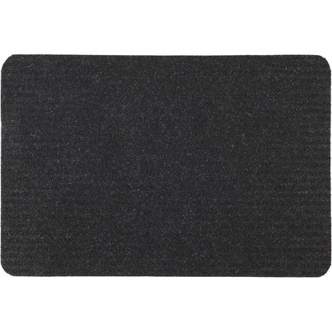 Tapis d'entrée antidérapant en polyester noir 40x60cm