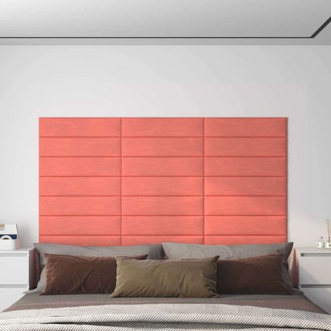 vidaXL Cabecero de Pared 12 uds. Rosa Terciopelo (1/5)