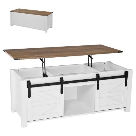 Table basse, table de salon à plateau relevable rectangulaire, 1200x500x480 mm (1/3)