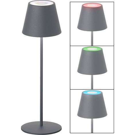 Outdoor Akku Tischlampe COSENZA Grau ohne Kabel mit RGB, Höhe 38cm (1/5)