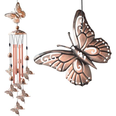 Carillons éoliens en cuivre papillon pour décorations de jardin extérieur Carillon éolien de Nol en plein air (1/5)