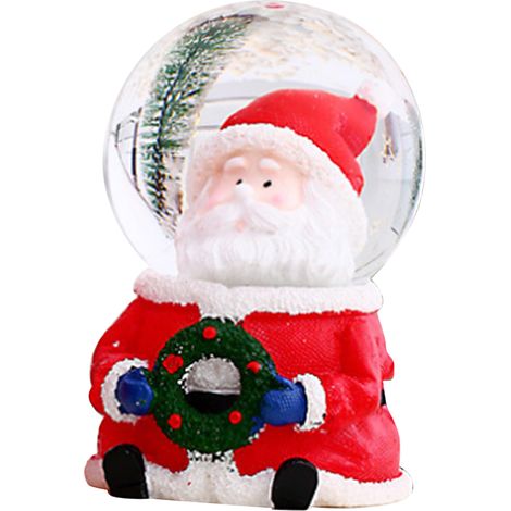 Boule à neige de Noël lumineuse à couleurs changeantes, décoration en résine et verre, boule de Noël avec petit vieil homme à grosse tête (1/5)