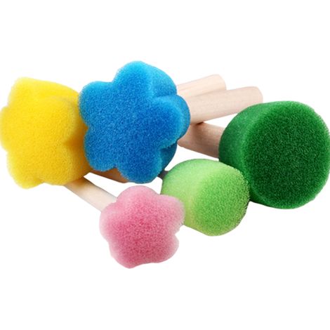 Lot de 4/5 brosses éponge aléatoires pour enfants, rouleaux de peinture et pinceaux graffiti (1/5)