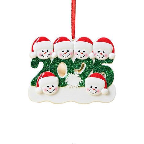 Weihnachtsdekoration für die Familie 2025 – Personalisierter Familienname mit Text – Christbaumschmuck – Für eine 6-köpfige Familie (1/5)