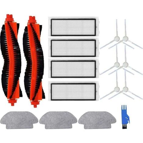 Kit de pièces de rechange pour aspirateur robot Xiaomi Mijia 2S, P, Viomi V3, SE, les accessoires comprennent 2 brosses à rouleau, 4 filtres, 1 brosse de nettoyage (16 pièces) (1/4)