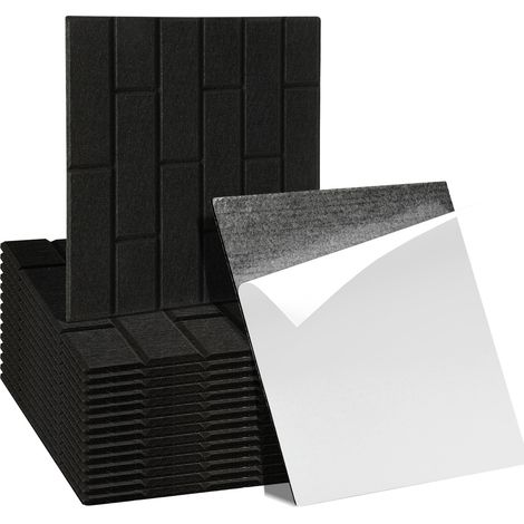 Randaco Akustikplatten 18 stuks Quadratisch Kacheln Schwarz selbstklebend Schallschutzplatten Hohe Dichte Wandpaneel