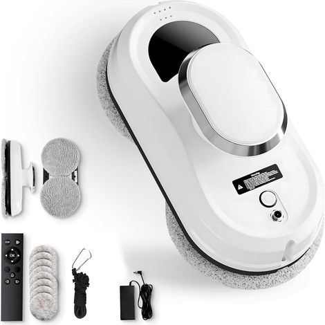 Robot Laveur de Vitres Électrique 90W avec Aspiration 5600Pa – Nettoyeur Automatique pour Fenêtres, Miroirs et Carrelage – Télécommande et Sécurité Antichute