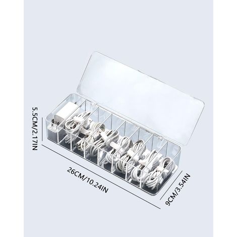 2 Pieces Cable Organiser Box 8 Compartments Cable with 20 Cable Ties Cable Organiser Box (1/4)