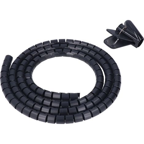 Gaine spirale organisatrice de câbles, tube enrouleur 20mm pour gestion des fils TV, PC, bureau, 2m