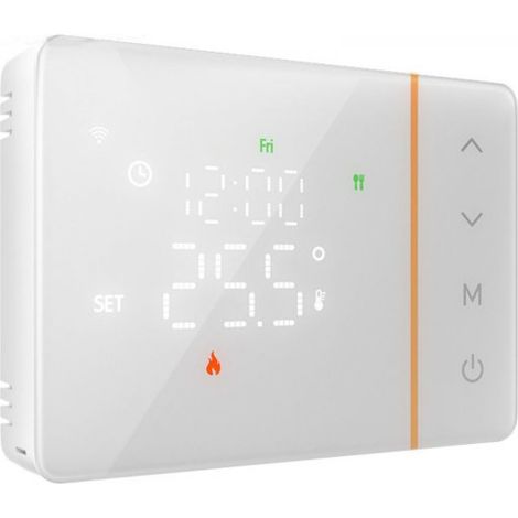 Termostato WIFI 503 Con Batteria, Per Caldaia a Gas Boiler, APP TUYA Smart Life, Quadrata Montaggio da Esterno Oppure Incasso Scatola 503 (Bianco)