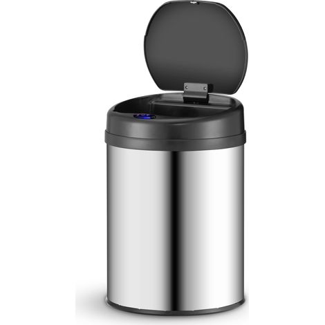 poubelle automatique avec capteur de 30 L - poubelle électrique, détecteur de mouvement, couvercle automatique, étanche, bague de serrage, cuisine - argenté (1/5)