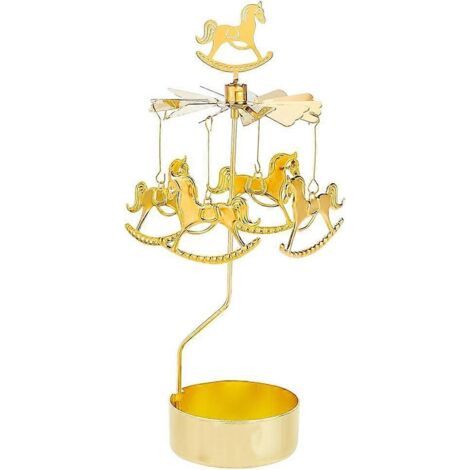 Bougeoir rotatif carrousel, porte-bougies rotatif en métal doré pour bougies chauffe-plat, idéal pour une fête d'anniversaire. (1/5)