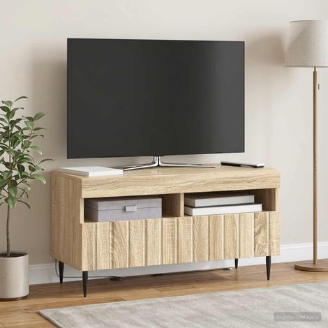 Meuble TV LED ZWOLLE Chêne Sonoma Bois d'ingénierie (1/5)