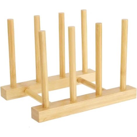 Küchenregal aus Holz – Geschirrablage – Küchenorganisation – drei geräumige Ablagen – 14 x 11,5 x 10,5 cm – Holzfarbe (1/5)