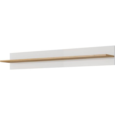 Mensola sospesa, Bianco + Bianco lucido + Rovere Grandson, 138 x 20 x 20 cm