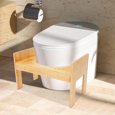 Multifunktionaler Tritt Hocker mit Wasserablauflöchern – Langlebiger Bambus-Toilettenhocker für gesündere Körperhaltung (1/5)