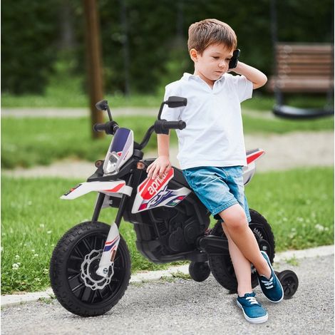 CHICFURN Moto eléctrica infantil 12 V, 106,5 x 56 x 80 cm, blanca, con ruedas y USB (1/5)