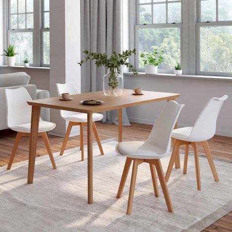 Lote de 4 sillas de comedor escandinavas SARA blancas