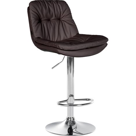 Sgabello alto x1 per cucina e bar con seduta morbida in similpelle marrone scuro struttura in metallo cromato 100005904