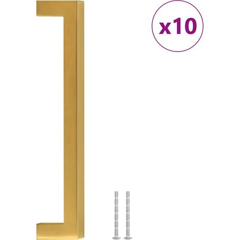 Poignées d'armoire 10 pcs doré 160 mm acier inoxydable (1/5)