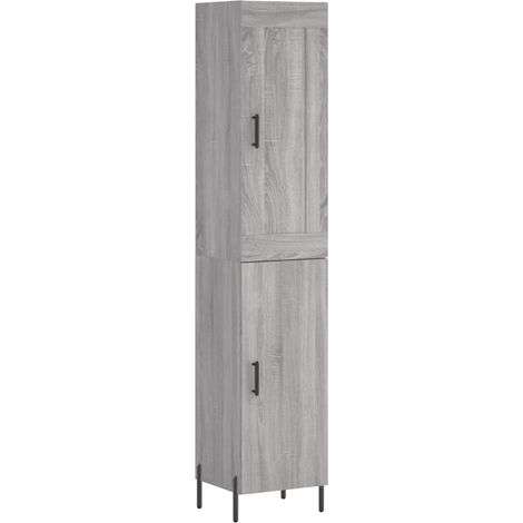 Buffet credenza cassettiera armadio mobile contenitore organizer cucina soggiorno salotto rovere Sonoma alto 34,5 x 34 x 180 cm legno ingegnerizzato grigio 020035312