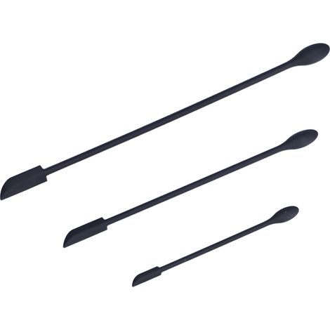 Lot de 3 spatules en silicone alimentaire à double tête, noires, idéales pour la cuisine, la confiture, la crème et le maquillage. (1/5)