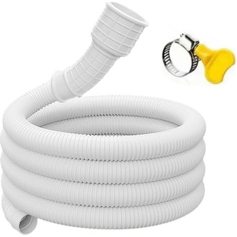 Wasserdichter PVC Verlängerungsschlauch für Klimaanlage und Waschmaschine mit flexiblen Kupplungen für 15 25 mm Anschlüsse (100 cm), weiß, 5 m (1/4)
