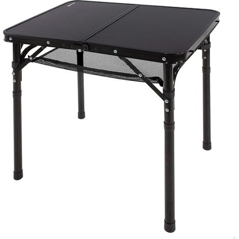 Petite Table Pliante, Noire, 60X45X27, 56 cm, Hauteur Réglable, Butées Antidérapantes, Supporte 30 kg, Poignées de Transport, Comprend Un Filet auxiliaire Amovible, Tables de Camping, Plage (1/5)