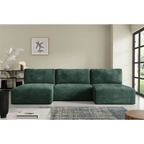 Wohnlandschaft Sofa mit Schlaffunktion NATALIA in Stoff Tilia Grün