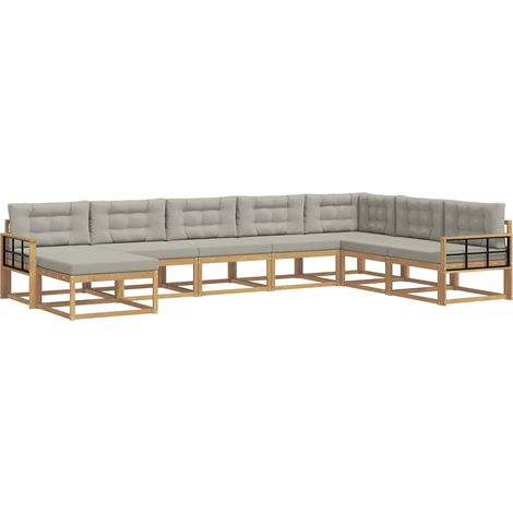 Outdoor Sofa Set 8 pcs White and Light Grey vidaXL
