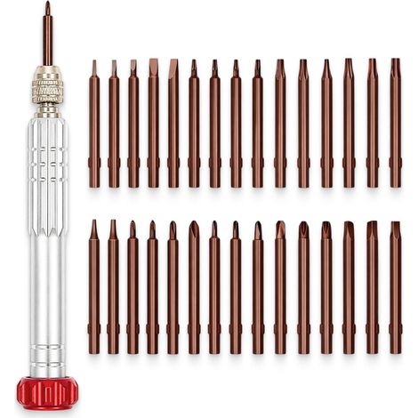 30 en 1 Kit de Tournevis de Précision, Tournevis Lunettes Opticien, Coffret Portable avec Embouts Magnétiques S2 et Manche Rotatif pour Montres, Téléphones, Bijoux et Petits Appareils (1/5)