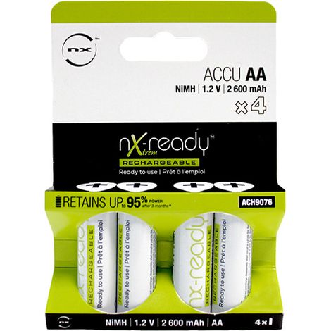 NX - Accus NiMH blister x4 AA NX READY Xtrem 1.2V 2600mAh