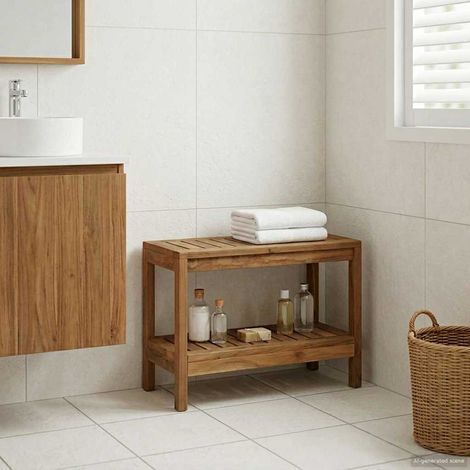 vidaXL Table d'appoint de salle de bain Naturel 60 x 30 x 45 cm