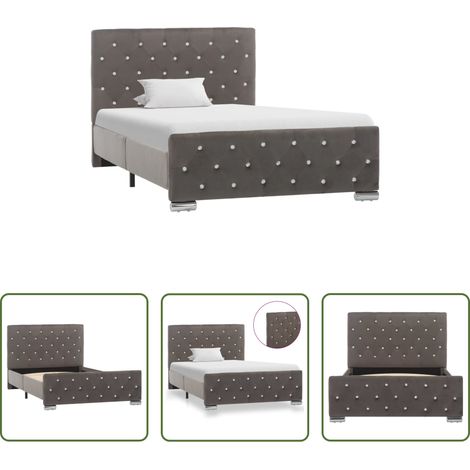 vidaXL Samtbezug - Bettgestell Grau Samt 100x200 cm (1/5)