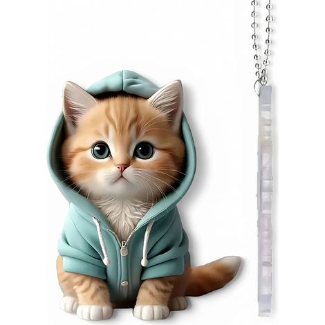 Colgante de acrílico gato con sudadera para coche, 5 cm (1/5)