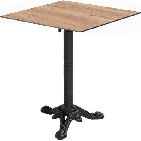 Table bistrot de jardin carrée inclinable 60 cm 4 places chêne (1/5)