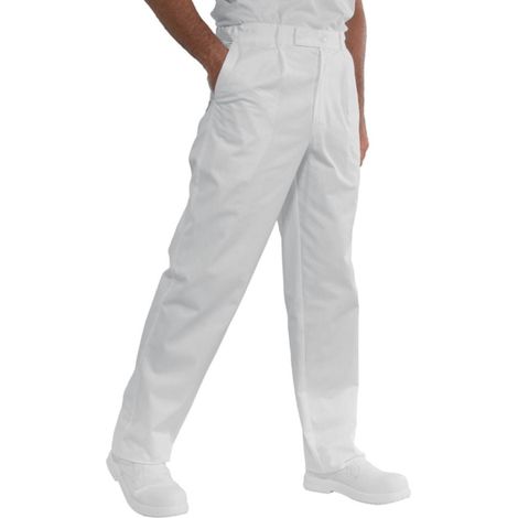 Pantaloni bianchi da cucina/medico Isacco Lavoro 100% cotone Bianco XXL