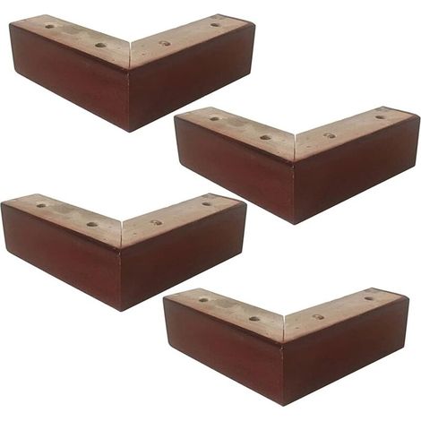 Lot de 4 pieds de meubles en bois massif en forme de L, pour table de chevet, table à thé, meuble de rechange (sans vis) (1/4)