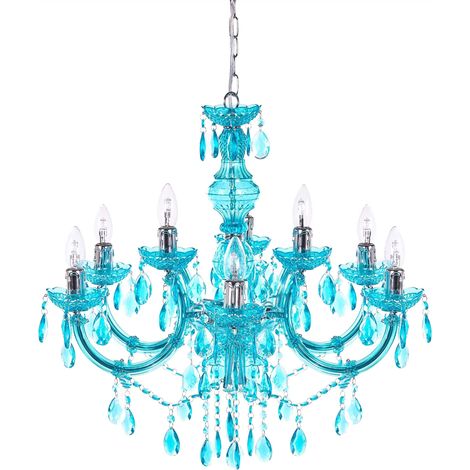 Chandelier Blue Acrylic Crystal 6 Light Bulbs Glamour Living Room Bedroom KALANG L (1/5)