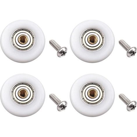 Lot de 4 roulettes de porte de douche – Roues en cuivre et POM – Diamètre 23mm – Fixation par vis M4 – Pour portes de 4 à 6mm d'épaisseur (1/5)