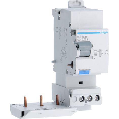 Bloc différentiel 3P 25A 30mA haute immunité HAGER BDH325F (1/4)