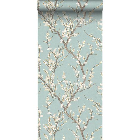 papier peint fleurs vert menthe grisé et blanc - Sanders & Sanders (1/5)