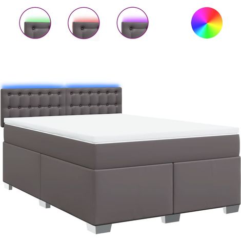 Maison Exclusive - Sommier à lattes de lit avec matelas Gris 160x200 cm Similicuir