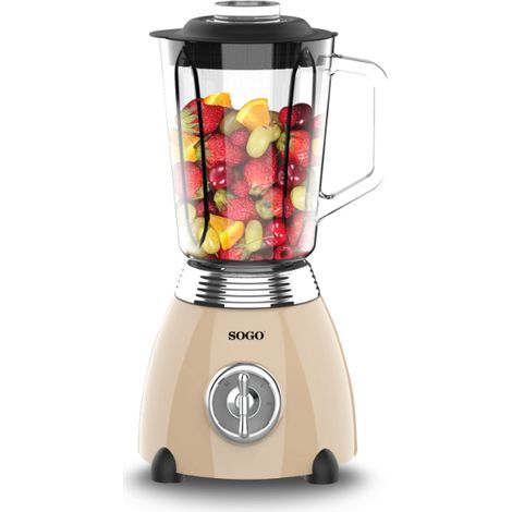BATIDORA VASO RETRO SOGO BAT-SS-5565 500W 1,5L JARRA CRISTAL BEIGE