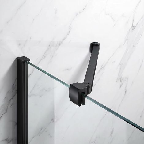Barre de soutien douche 400 mm, verre 6-10 mm, noir mat (1/5)