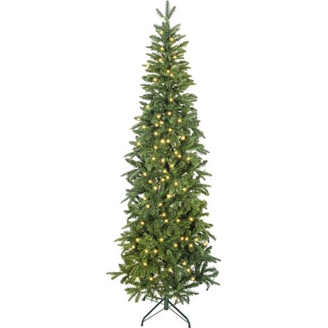 Sapin de Noël artificiel 210 cm slim 300 lumières 8 modes 826 branches articulées vert