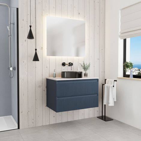 Mobile bagno 80 cm, blu scuro 79,4 x 45,5 x 50 cm (CERAMIA-3DB80)