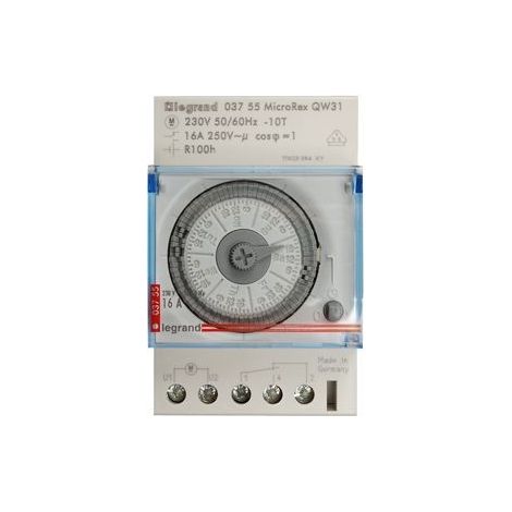 Interrupteur horaire analogique modulaire programmable manuel hebdomadaire - cadran vertical avec réserve de marche - 412795 - LEGRAND