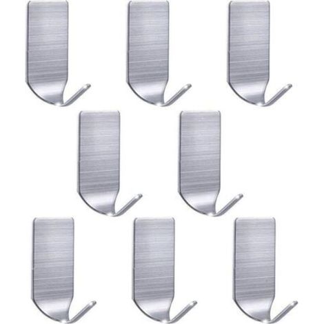 Lot de 8 crochets solides, crochets muraux étanches en acier inoxydable pour robe, serviette, porte-clés, sac de Noël, lumières, cuisine, salle de bain